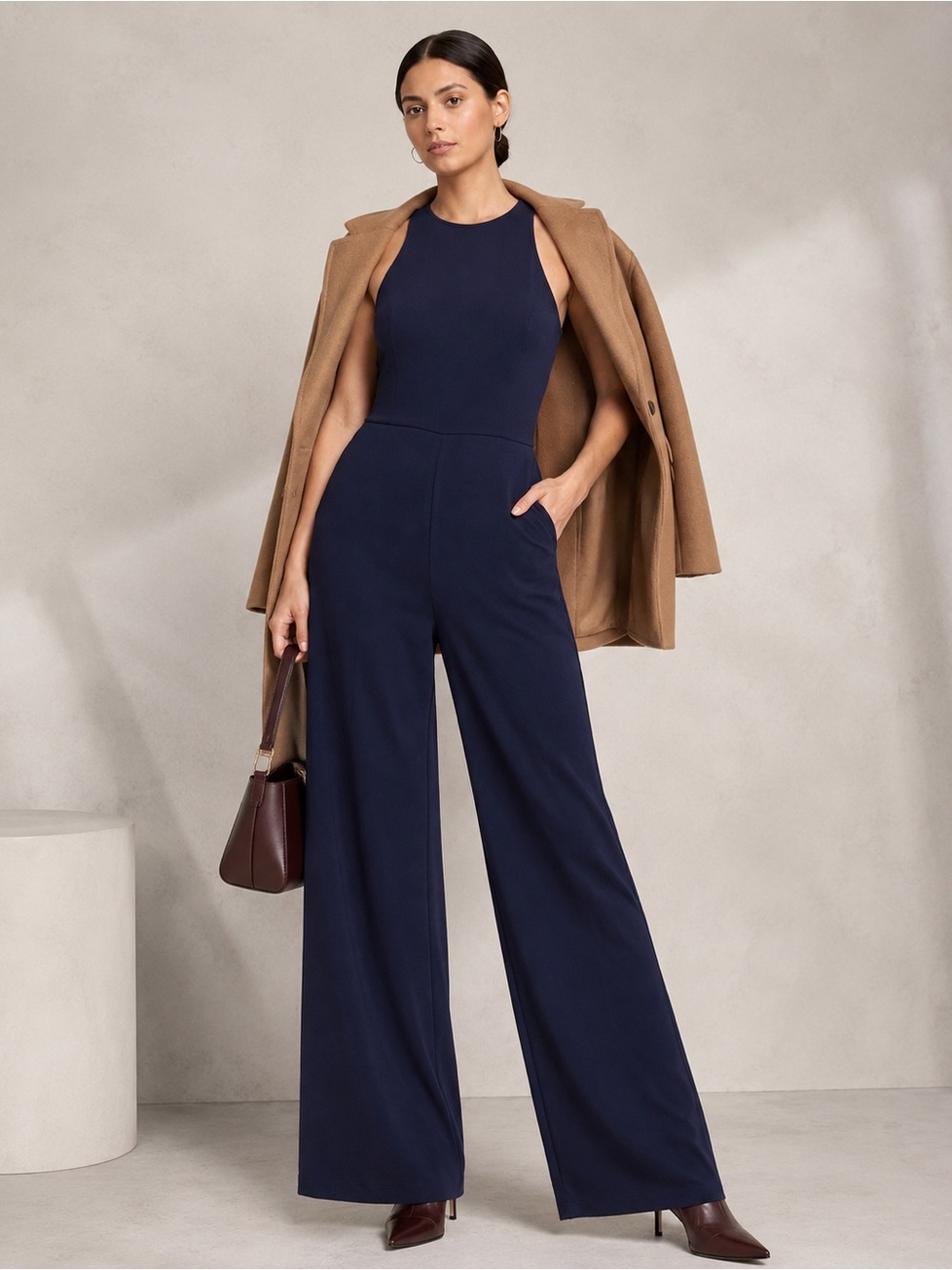 Wide Leg Jumpsuit Navy Size 6 Kit and Ace Autumn Wedding Guest Outfit